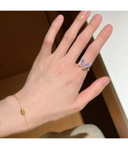 戒指紫色大蝴蝶戒指